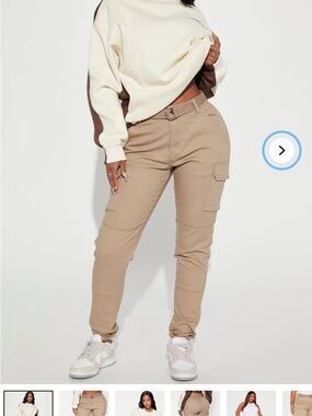 Fashion Nova Beige Cargo Joggers - Women's Utility Track Pants